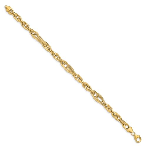 Diamond2Deal Solid 14k Yellow Gold Diamond Cut Fancy Link Bracelet2