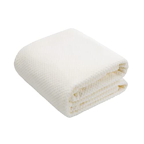 MINIMOTO Babydecke, Plüsch - 140cm x 70cm, Weiche Krabbeldecke Swaddle für Neugeborene Jungen und Mädchen (Weiß) Cover