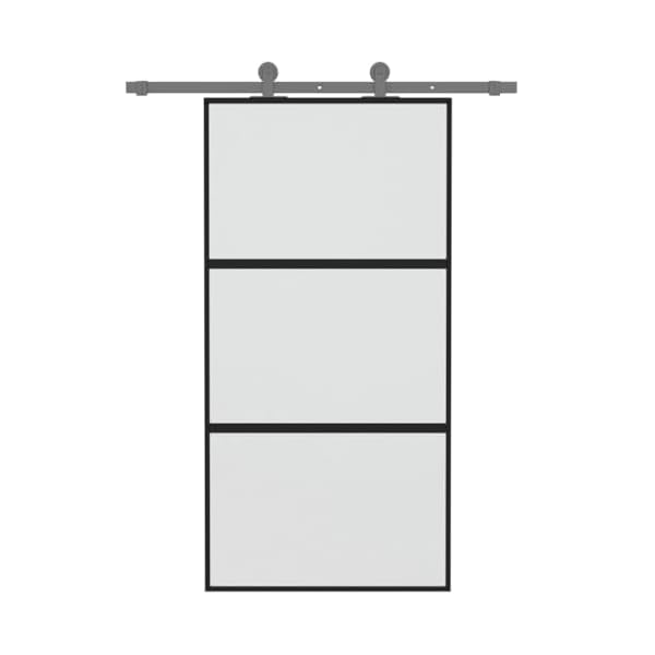 SECOLI Schiebetür Glas Glasschiebetür Komplettset Schiebetür Komplettset mit Tür Glastür Sliding Door Schwebetür-Schwarz und Matt-102,5x205 cm – Bild 5