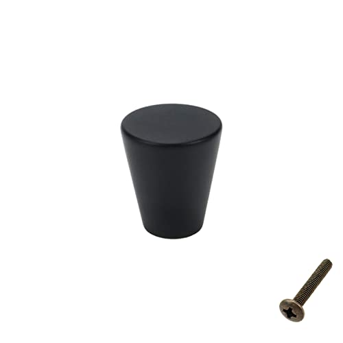 Wdonay Aluminum Alloy Round Single Hole Knob Drawer Cabinet Tapered Knob 20Mm/0.78"-Black 4 Pcs (Screw Included) #TOP3