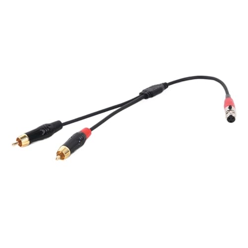 ROBAUN Cable adaptador mini XLR macho/hembra a doble macho de 3, 4 y 5 pines, divisor en Y, mini XLR a 2 cables.(2RCA-Mini F 4P-RD,0.2M)