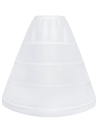 Vlazom Damen Petticoat Unterrock Lang A-Linie 4 Reifen Verstellbare Reifrock für Brautkleider Abschlussball Abendkleider Cosplay Weiß
