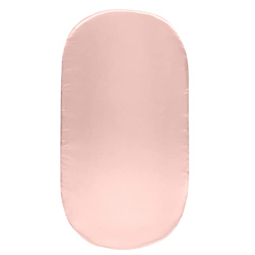 Image of SiinvdaBZX Satin Bassinet Sheets for Baby Girl, Pink | Silk-Like Soft Bassinet Fitted Sheets for Hourglass, Oval & Rectangular Bassinet Mattress
