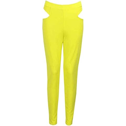 New Womens Ladies Girls Retro Cut Out Panel Legging Fashion GYAL S29 (Lime, UK 8) Cover