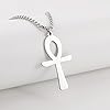 Egyptian Ankh Cross Pendant Necklace Symbol of Life Pendant Necklace Stainless Steel Classic Cross Pendant Necklace Egyptian Amulet Jewellery Necklace, M, Stainless Steel, No Gemstone #1