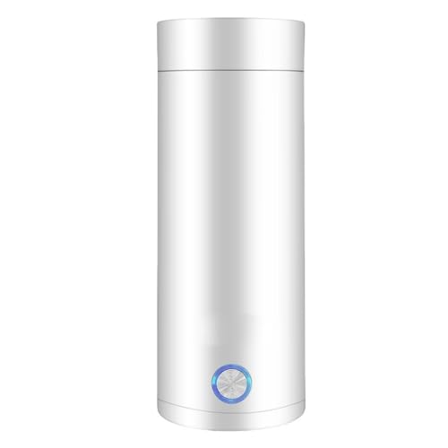 Vzfv電気ポット4段温度調節小型ポータブル400/475 ml 304ステンレス製携帯湯沸かし器ポータブル旅行ポット電気ポット自動温水真空断熱電気沸騰防止空焚き機能漏れなし旅行カップ持ち運び便利 (400ml,ホワイト)