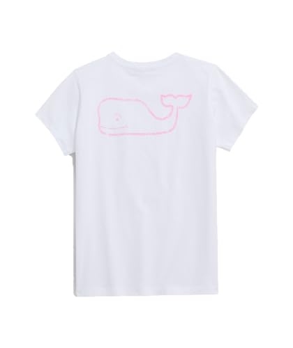 vineyard vines Girls' Vintage Whale Short-Sleeve Pocket Tee, White Cap