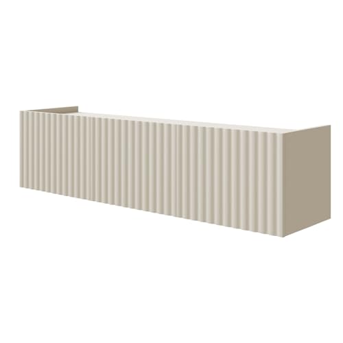 Selsey Mueble TV Suspendido Fiorra 37x144x37cm - Elegante Mueble para Televisión para Salón - Tono Cachemire - Paneles Estratificados y MDF - Compartimentos Cerrados - Paso de Cables