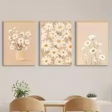 Tableaux muraux floraux ZHUOYA triptyque jaune vibrant