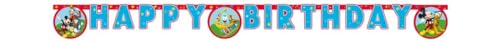 Procos - Festone Compleanno Happy Birthday Disney Mickey Rock The House in Carta FSC, branco (93827)