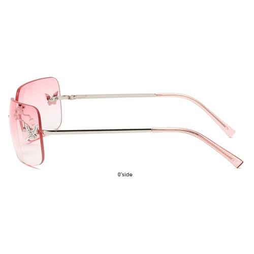 willochra 2023 Rectangle Y2k Gradient Sunglasses for Women Trendy Retro Summer Shades Rimless Butterfly Sunglasses3