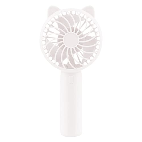 Mini ventilador de mano, funciona con pilas, pequeño ventilador de mano, mini ventilador con batería, formato de bolsillo, para viajes, compras, camping, color negro (blanco)