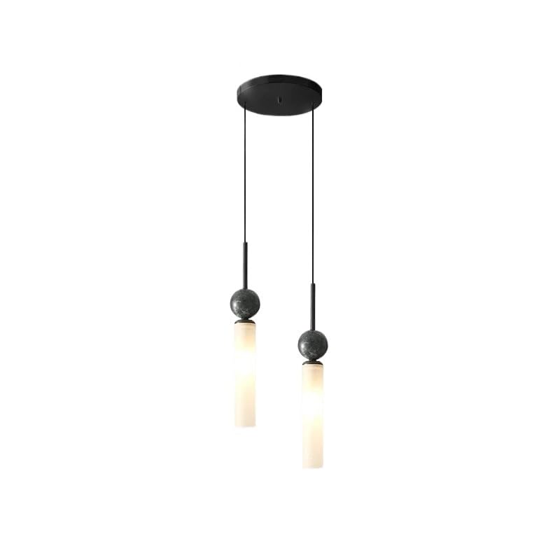 Éclairage suspendu en marbre et cuivre, lustre de luxe à 2 têtes pour salon élégant