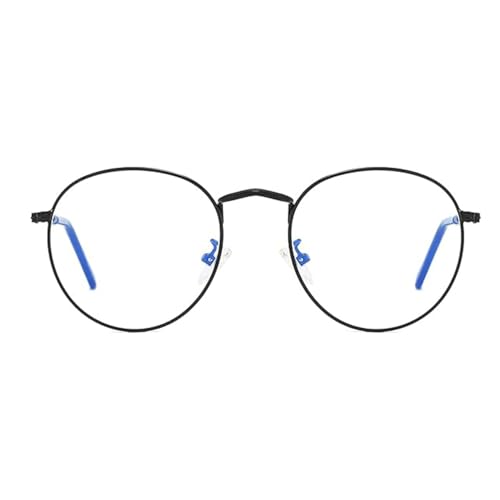 HJSTES Round Blue Light Glasses for Women Men Retro Circle Clear Lens Metal Frame Eyeglasses