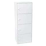 WERKA PRO - 9675 - Meuble de rangement - 106 x 40 x 29 cm - Blanc - 4 Portes - Livré en Kit