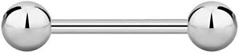 16g 12mm Internally Threaded Titanium Straight Barbell Body Piercing Jewelry, 4mm Balls