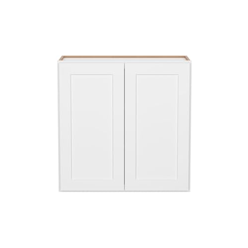 Image of Furinno Shaker Wall Kitchen Cabinet 2-Doors-2 Shelves, Ready to Assemble, 12 D x 30 W x 30 H, White