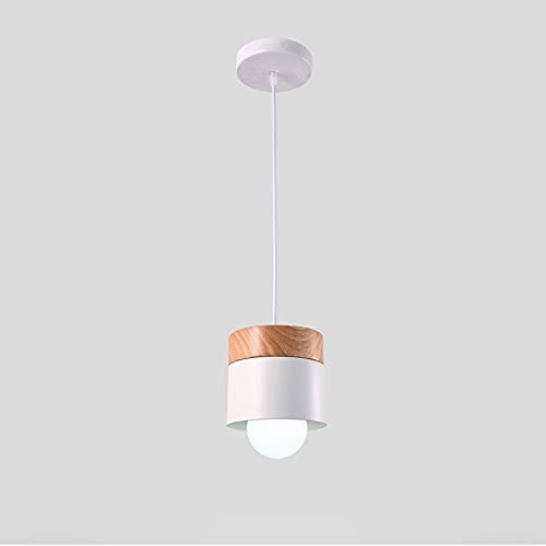 Wmmner Pennadant Light Modern White Kitchen Island Lighting Fixture, Wood Dome Hanging Chaner Minimalista Drop Ceiling Lamps For Dining Room Barn Bedroom Bedside, E27 Socket