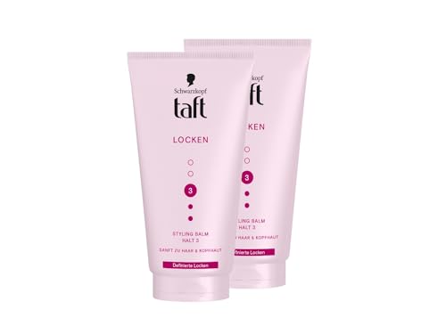 Schwarzkopf Taft Balm Locken Styling (2x 150ml), Haarstyling-Balsam für lockiges Haar, schonend für Haar und Kopfhaut, veganes, Styling-Haar-Balsam