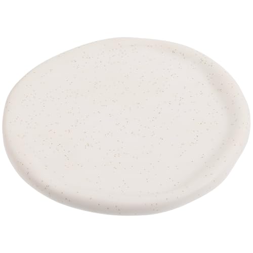 ibasenice Bandeja Multiusos de Cerámica para Joyas y Anillos Plato Decorativo Blanco Redondo Resistente al Agua Soporte Elegante para Almacenamiento y Organización Cocina y Salón