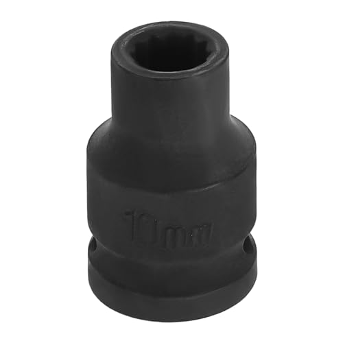 Image of HARFINGTON 1 /2 inch Drive x 10mm Shallow Impact Socket 12-Point Metric CR-V Steel Spindle Nut Impact Flip Sleeve for Home Auto Nuts Bolts Repair