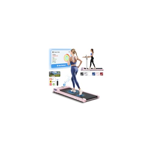 BLACK LORD Walking Pad Treadmill Under Desk Treadmill with LED Display & Bluetooth Speaker & Remote Control Portable Running Machine for Home Office Gym 120KG Capacity 2.2HP 1-9KM/H Pink