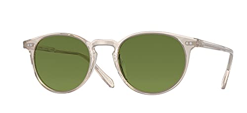 Oliver Peoples Riley Sun Sunglasses Buff with Green C Lens 49-20-150mm 5004SU 49 109452