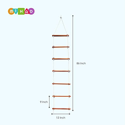 Image of Ashish Wood Rope Climbing Ladder Indoor /Outdoor For Kids - Ninja Obstacle, 4 To 10 Years (White)