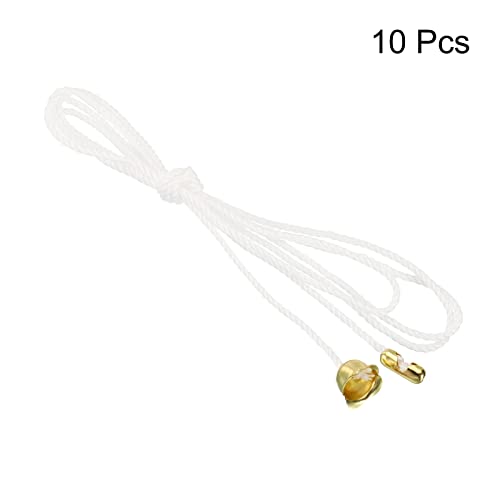 Image of MECCANIXITY Pull Cord for Ceiling Switch, Light Pull Cord String Ceiling Fan String with Connector Pull Chain Extension, White Golden, Pack of 10