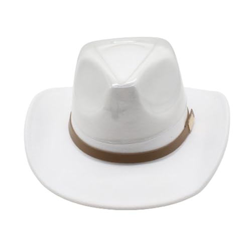 Image of LIDHAY Women Men Classic Felt Wide Brim Western Cowboy Cowgirl Hat with Belt Buckle