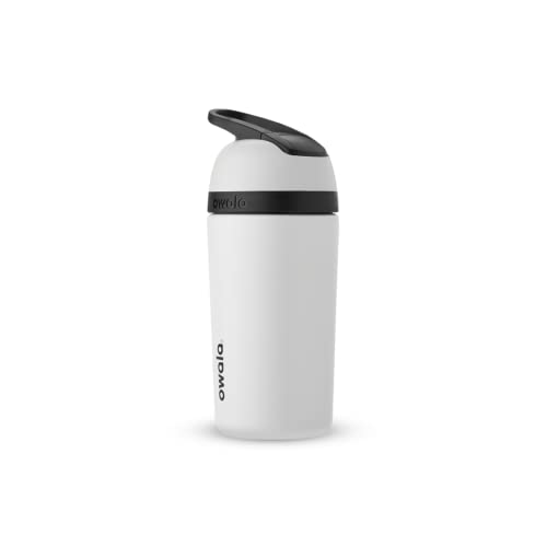 Image of Owala Kids Flip Insulation Stainless Steel Water Bottle with Straw, Locking Lid, Great for Travel, 14 Oz, Grey and Black