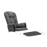 5-Piece Velvet Glider Rocking Chair Cushions Replacement Set with Side Pockets, Washable & Non-Slip Nursery Chair Pads for Rocker and Ottoman (Dark Gray)
