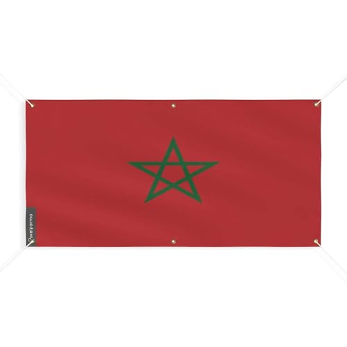 Drapeau du Maroc avec 6 oeillets pour célébrations culturelles et matchs