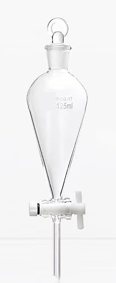 Pyriform Conical Funnel with Glass Ground-in Piston - 60/125/250/500/1000ml Lab Glassware with PTFE Switch Valve(500ml(PTFE Piston))
