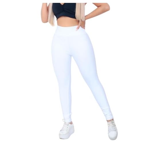 Calça Legging Branca Suplex Moda Fitness Lisa Cós Alto Cintura Alta (BR, Alfa, GG, Regular, Regular, BRANCA)