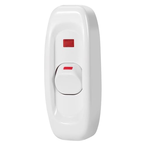 Interruptor LED pasante aereo unipolar lampara, Interruptor unipolar lampara, interruptor cable electrico, Interruptor para Lámpara de Escritorio, Indicador LED, 250V 10A, Blanco