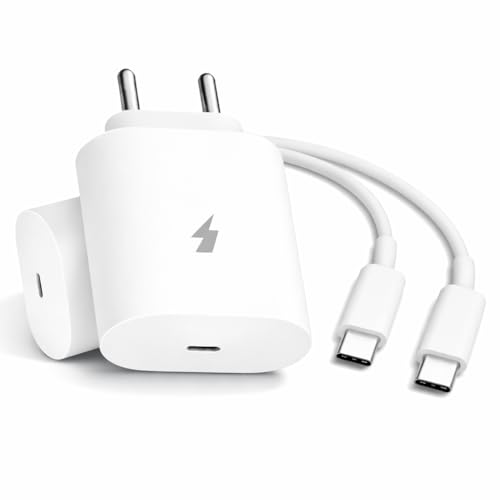 Image of Samsung 25W PD 3.0 Type C Fast Charging Adapter with 3.3 Ft Cable for Galaxy M17|M07|M36|M06|A55|A35|F06|S25 fe|S22|S24|F36|F16|M35|S23|A06|S25 Plus|Tab S11 /S10 Lite|USB C 25w Quick Adaptor, White