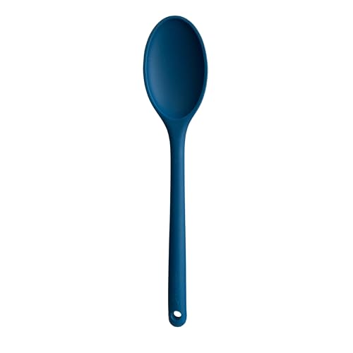 MASTRAD - Cuillère Creuse De Cuisine - Préparation, Cuisson, Mélanger - Unibloc - Silicone - Ne Raye Pas Les Casseroles - Bleu
