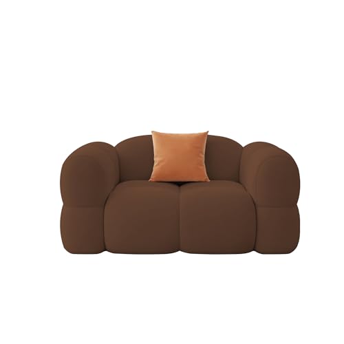 Image of Casaliving Vetras Modern Velvet Bubble Cloud Sofa, Tufted Design Upholstered 1 Seater Sofa Set for Living Room, (Brown Colour) Premium Velvet Fabric Sofa