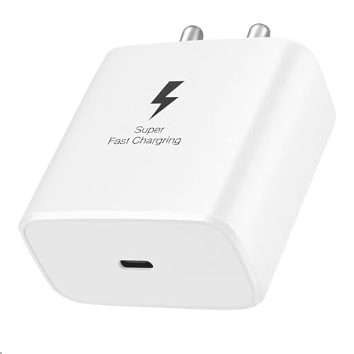Image of 45W Super Fast Charger Compatible with Samsung Galaxy S26 /S25 /S24 /S23 /S22 /S21 /S20 (Ultra /Plus /Fe), Z Fold /Flip /S /A /F /M Series | Type C PD 3.0 Charger Adapter,White|BIS Certified