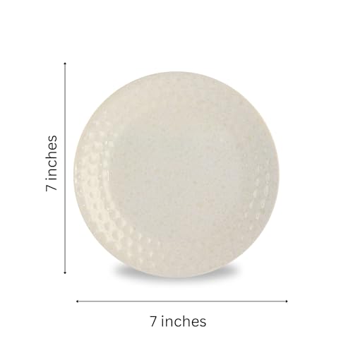 Image of Melamine Quarter Plates | Round Half Plate | Microwave Safe | Break Resistant | Plates for Snacks, Lunch, Dinner | Plates for Home, Office, Restaurant | Set of 6 | 7 Inch's (Ivory)