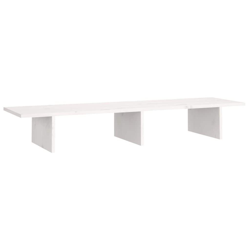 Supporto per monitor bianco 100 x 27 x 15 cm in legno di pino solido elevatore per monitor, supporto per monitor per scrivania e camera da letto A2
