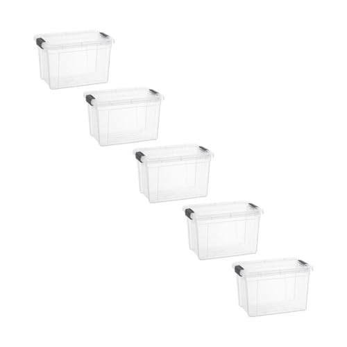 Image of Superio 1.4 Quart Mini Clear Plastic Storage Container with Lid, Stackable Small Organizer Box for Crayons, Art Supplies, Beads, Sewing, Stationery & Food Storage, 5 Pack