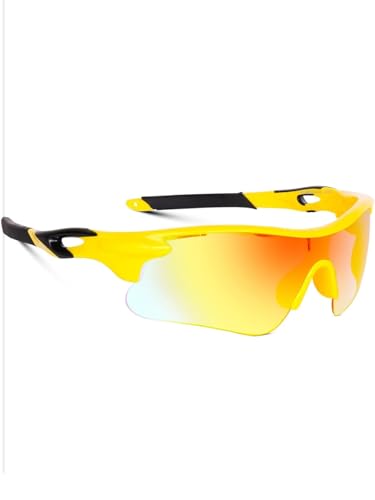 Image of Sports Sunglasses for Men & Women | UV400 Protective Shield Lens | Lightweight Cycling, Running, Driving, Cricket, Fishing & Outdoor Wraparound Sunglasses