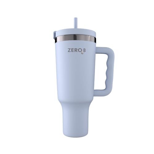 Image of ZeroB H2OHH Tumbler with Purifier | 1 Litre SS304 Tumbler | Removes 99.9% Bacteria & Viruses | Eco-Friendly | Travel, Gym, Office, College | 2 Extra Filter Pads, 2 Straws Included. (BLUE)