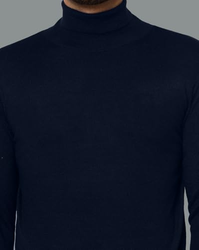 Image of Winter Wear Cotton Plain Full Sleeve Turtle Neck T Shirt for Men