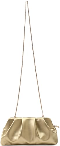 Image of Evening Bag for Women Ruched Clutch Purse Detachable Metal Chain Crossbody Bag