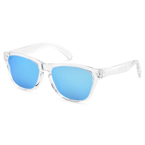 Image of COASION Classic Retro Kids Polarized Sunglasses for Boys & Girls Age 2-9 | UV400 Shatterproof Lightweight Sun Glasses with Brand Logo, Toddler Beach Outdoor Travel Sunnies, Children Summer Must-Haves