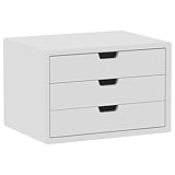LitaEther Desk Organizer with 3 Drawers, ALEX Drawer Unit, Chic White Wood Cosmetic Makeup Organizer for Office Vanity Tabletop Storage 13.8'X 9'X10.2'