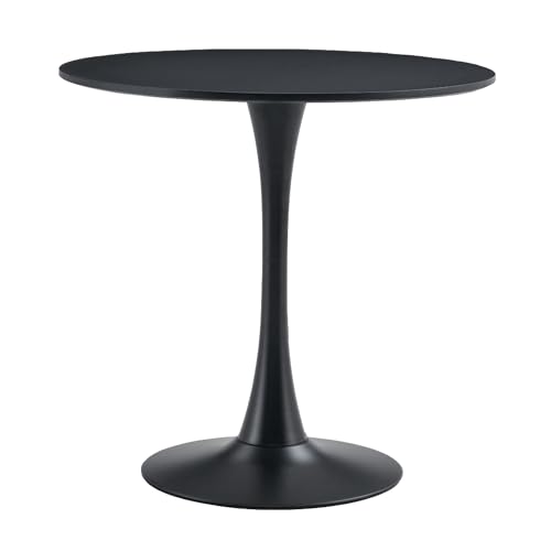Esstisch Rund – Ø 80 cm, Kompakter Küchentisch – Schwarz Matt, Klein – Moderner Esszimmertisch, Perfekter Tisch für Esszimmer, Küche und Wohnräume im Industriellen Stil – Dining Table Kondela REVENTON